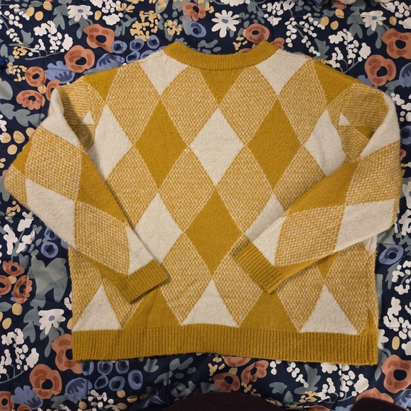 Jacqueline de Yong Mustard Yellow and Cream Sweater - Picture 2 of 11